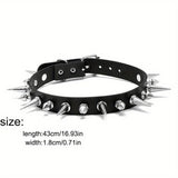 Women's Spike Collar Gothic Necklace - Black - Spike Collar Necklace - PU Leather - image 2