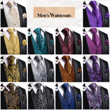 Men's 5 Pcs Luxury Silver Waistcoat Tie Set - Gray/Silver -5Pcs Set - MJ-0021-0000 - XXXL - Silk - image 11