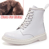 Unisex Genuine Leather Lace Up Ankle Boot - White - 1 / No Fur - 45 B - Leather - image 2