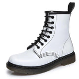 Unisex Genuine Leather Lace Up Ankle Boot - Black/White - 1 / No Fur - 45 B - Leather - image 19