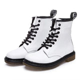 Unisex Genuine Leather Lace Up Ankle Boot - White - 1 / No Fur - 45 B - Leather - image 21