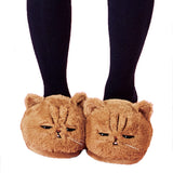 Women's Plush Kitten Slippers - Brown - 2 / Squinted Eyes - 10  (CN 41) - Plush - image 11