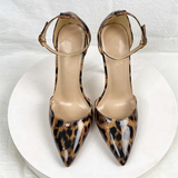 Women's Patent Leopard Stiletto Sandals - Leopard - 12cm - 46 B - Genuine Patent Leather - image 17