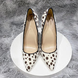 Women's White Black Spotted Heels - White/Black - 1 / 12cm Heel - 46 B - Patent Leather - image 6