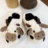Women's Fluffy Winter Slippers - Coffee - Cow Slides - 36-37 - Plush - image 4