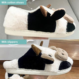 Women's Fluffy Winter Slippers - Coffee - Cow Slides - 36-37 - Plush - image 6