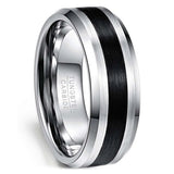 Tungsten Carbide Black and Silver Band - Silver - Band 8mm - 13 - Tungsten - image 5
