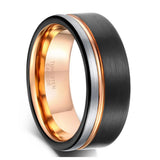 Men's Two Tone Wedding Engagement Ring - Black/Silver/Gold - 8mm - 13 - Tungsten - image 12