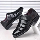 Men's Closed Toe Buckle Strap Sandals - Brown - Sandals - 48 B - PU Leather - image 9