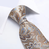 Men's 3 Pcs Stylish Paisley Tie Set - Beige -  SJT-7290 - One Size - Silk - image 8