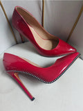Women's Patent Black Studded Stilettos - Black - 12cm Heel - 46 B - Patent Leather - image 11