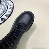 Women's Gothic Lace Up High Top Boots - Black - Lace Up Boot - 43 B - PU Leather - image 11
