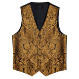 Men's 4 Pcs Luxury Gold Silk Tie Vest Set - Gold - 4pc Tie Set - M-0161 - 3XL - Silk - image 10