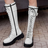 Women's Patent Buckle Strap Lace Up Boot - Black - Boot - 42 B - PU Patent Leather - image 29