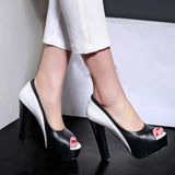 Women's Formal 2 Toned Block Heel Shoes - Black/White - Shoes - 45 B - PU Leather - image 11
