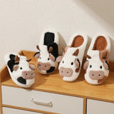 Women's Cute Plush Warm Cow Slippers - Black/White - Cow Slippers - XXL - Plush - image 18