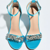 Funki Buys | Shoes | Women's Satin Crystal High Block Sandal
