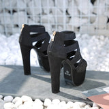 Women's Cross Strap Gladiator Sandals - Black - Sandals - 42 B - PU Leather - image 8