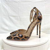 Women's Patent Leopard Stiletto Sandals - Leopard - 12cm - 46 B - Genuine Patent Leather - image 10