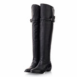 Women's Over-The-Knee-High Flat Boots - Black - Over Knee Boots - 14 B - PU Leather - image 29