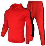 Men's 2pcs Hooded Sports Track Suits - Black - Sweat Pant Set - XXXL - Polyester - image 7