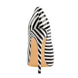 Women's Luxury Striped High Heel Stilettos - Black/White - 12cm Heel - 46 B - PU Leather - image 13
