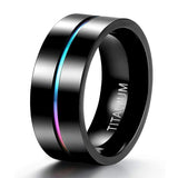 Men's Women's Titanium Rainbow Rings - Black - 9mm Black Rainbow Ring - 13 - Tungsten Carbide - image 16