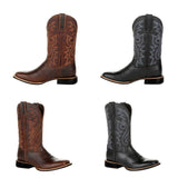 Men's Mid-calf Embroidered Cowboy Boot - Brown - Cowboy Boots - 48 B - PU Leather - image 10