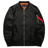 Men's Comfortable Aviator Bomber Jacket - Black 2 - Thin Lined Bomber Jacket - 8XL - Polyester - image 6