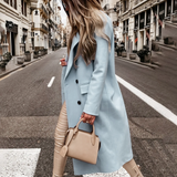Women's Double Breasted Long Overcoat - Khaki - Women's Jacket - XXXL - Polyester - image 37