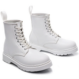 Unisex Genuine Leather Lace Up Ankle Boot - White - 1 / No Fur - 45 B - Leather - image 7