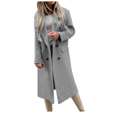 Women's Double Breasted Long Overcoat - Khaki - Women's Jacket - XXXL - Polyester - image 32