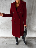 Women's Double Breasted Long Overcoat - Khaki - Women's Jacket - XXXL - Polyester - image 24