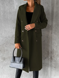 Women's Double Breasted Long Overcoat - Khaki - Women's Jacket - XXXL - Polyester - image 50