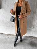 Women's Double Breasted Long Overcoat - Khaki - Women's Jacket - XXXL - Polyester - image 16