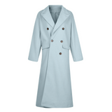 Women's Double Breasted Long Overcoat - Khaki - Women's Jacket - XXXL - Polyester - image 43