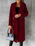 Women's Double Breasted Long Overcoat - Khaki - Women's Jacket - XXXL - Polyester - image 22