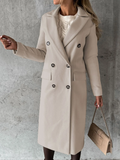Women's Double Breasted Long Overcoat - Khaki - Women's Jacket - XXXL - Polyester - image 13