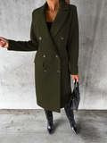 Women's Double Breasted Long Overcoat - Khaki - Women's Jacket - XXXL - Polyester - image 49