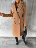 Women's Double Breasted Long Overcoat - Khaki - Women's Jacket - XXXL - Polyester - image 19