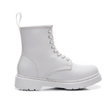 Unisex Genuine Leather Lace Up Ankle Boot - White - 1 / No Fur - 45 B - Leather - image 10