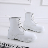 Unisex Genuine Leather Lace Up Ankle Boot - White - 1 / No Fur - 45 B - Leather - image 15