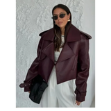 Women's Extra Long Faux Leather Coat - Brown - Long PU Leather Jacket - 5XL - PU leather - image 23