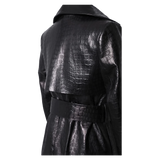 Women's Aligator Print Faux Leather Coat - Alligator Pattern - Black - 7XL - PU leather - image 24