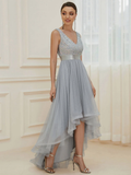 Women's Luxury Long Chiffon Dresses - Silver - Evening Dress - 22 W - Chiffon/Lace - image 16