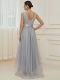 Women's Luxury Long Chiffon Dresses - Silver - Evening Dress - 22 W - Chiffon/Lace - image 14