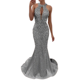 Women's Long Sparkly Mermaid Dress - Golden - Mermaid Dress - XL - Satin/Sequin - image 3