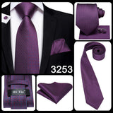Men's 3 Pcs Purple Silk Wedding Tie Sets - Purple - 3148 - One Size - Silk - image 13