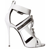 Women's Buckle Strap Zip Stiletto Sandals - Black - Gladiator Sandals - 46 B - PU Patent Leather - image 2