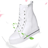 Women's Canvas High Rise Ankle Sneaker - White - Lace Up - 7 B - Canvas - image 23